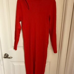 Chic Scarlet Long Sleeve Dress